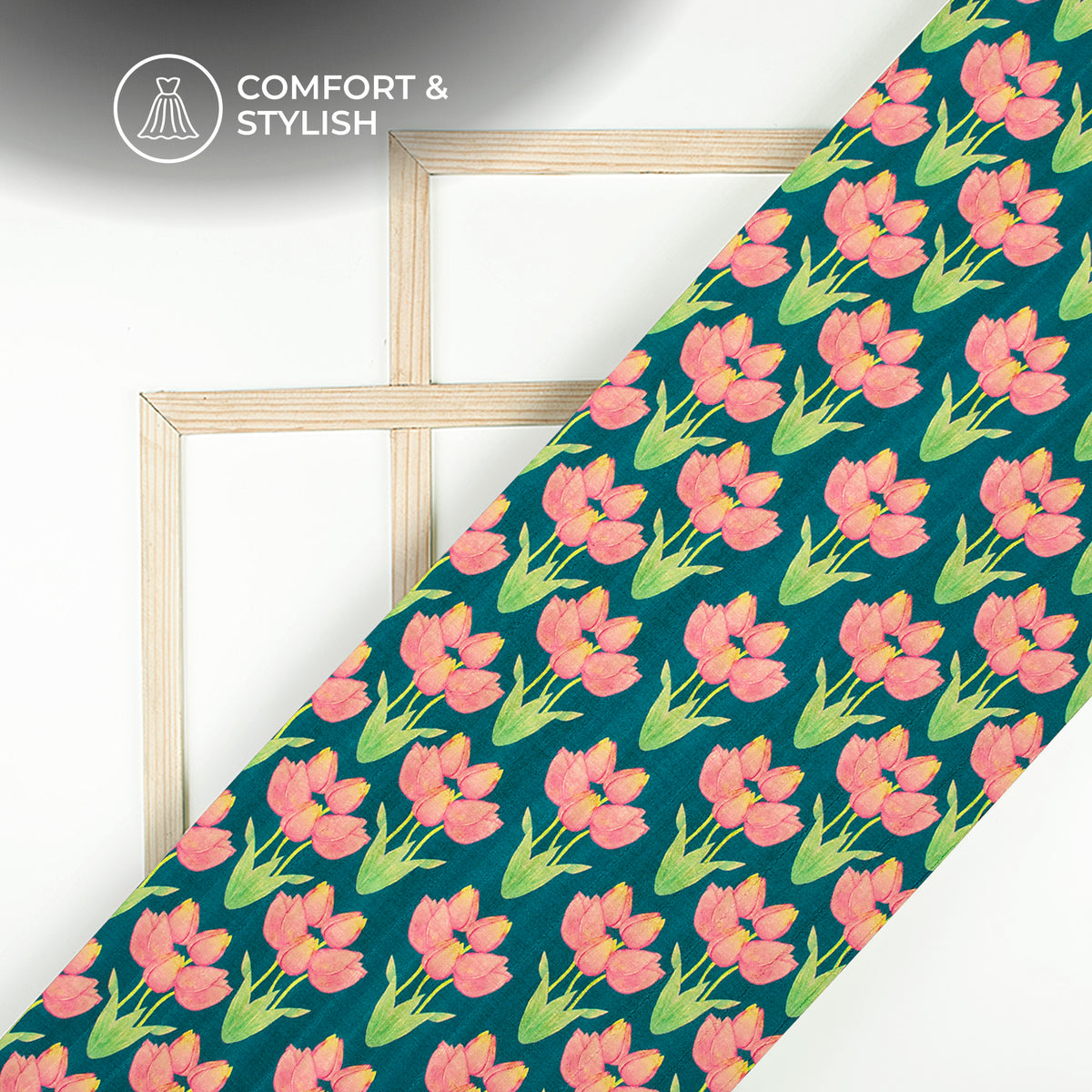 #1 Viral Lotus Fabric - Floral Art on OG Tusser Silk