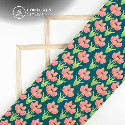 #1 Viral Lotus Fabric - Floral Art on OG Tusser Silk