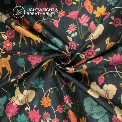 Floral Drip Digital Print Art Tusser Silk Fabric - 2026’s Fab Fav