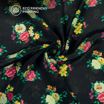 Love In The Air, Style Floral Digital Print Viscose Natural Crepe Fabric