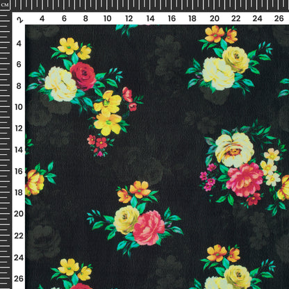 Love In The Air, Style Floral Digital Print Viscose Natural Crepe Fabric