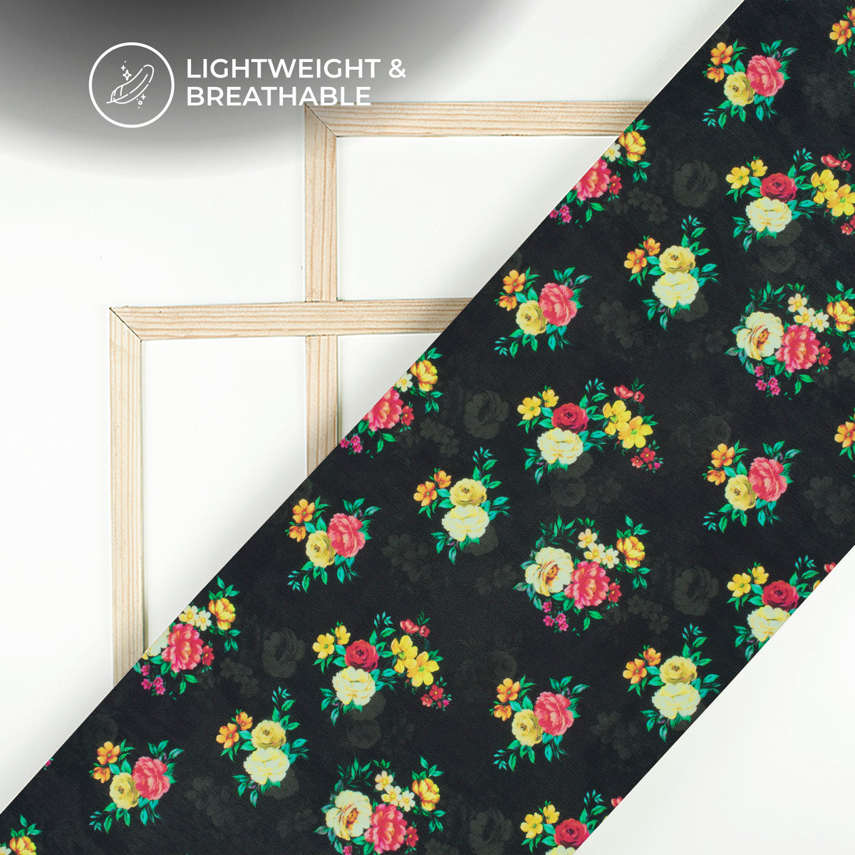 Love In The Air, Style Floral Digital Print Viscose Natural Crepe Fabric