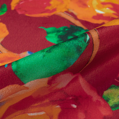 Shaadi Season Crush Floral Digital Print Viscose Natural Crepe Fabric