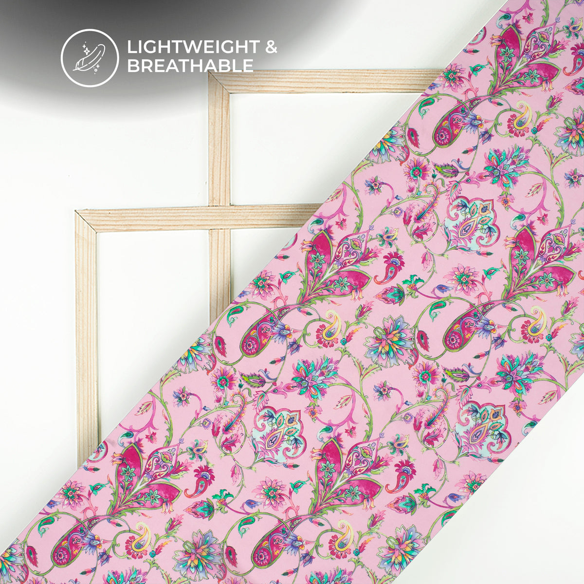 Old School Romance Pink Floral Digital Print Viscose Natural Crepe Fabric