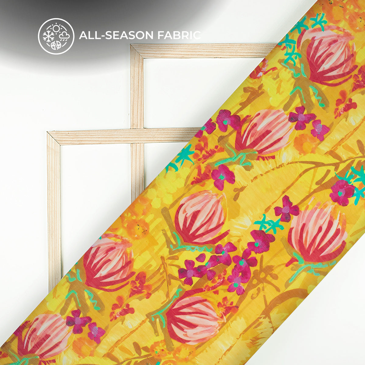 Abstract Aquatic Floral Digital Print Pure Organaza Fabric