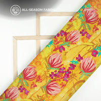 Abstract Aquatic Floral Digital Print Pure Organaza Fabric