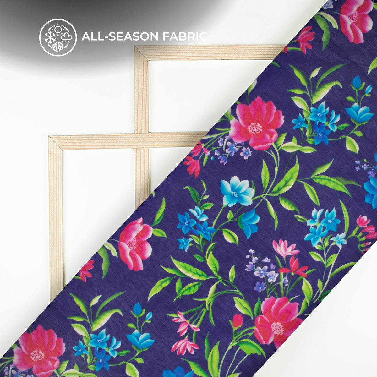Leafage Rose Floral Digital Print Pure Organaza Fabric