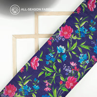 Leafage Rose Floral Digital Print Pure Organaza Fabric