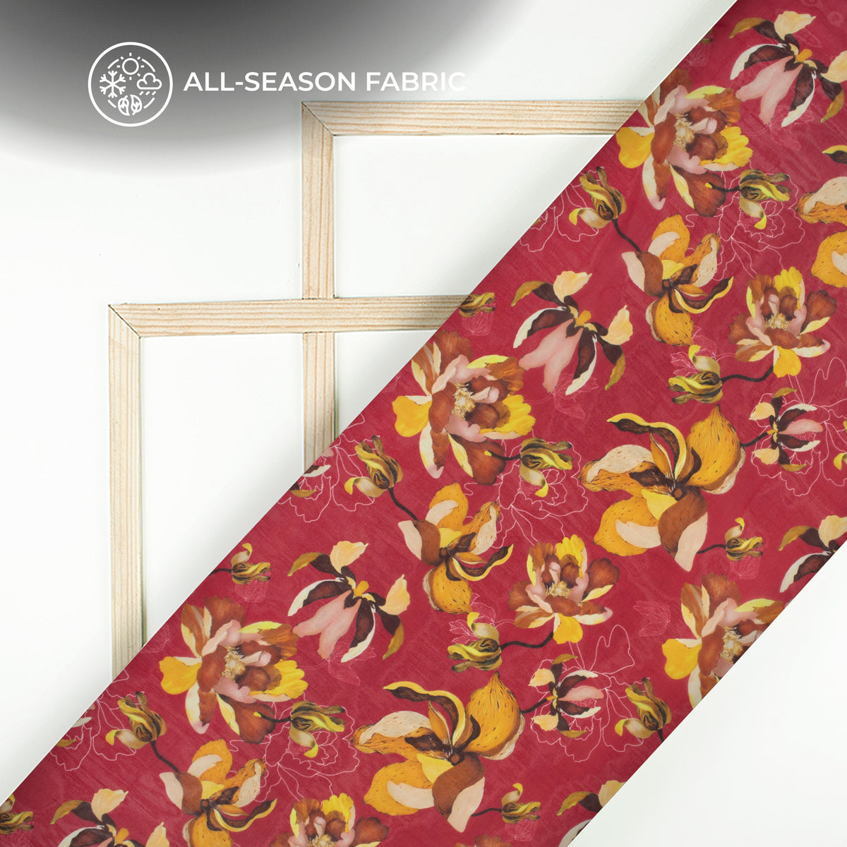 Maroon Abstract Style Floral Digital Print Pure Organaza Fabric