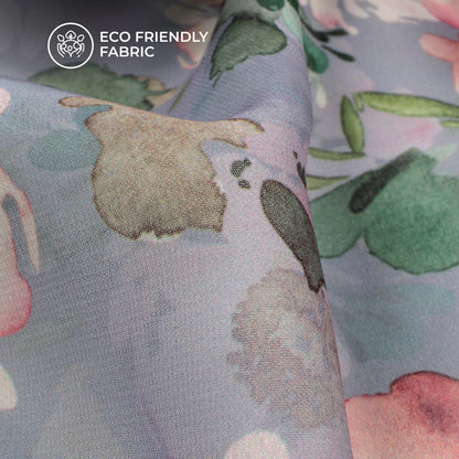 Rose Mist - Seamless Floral Lightweight Georgette Fabric
