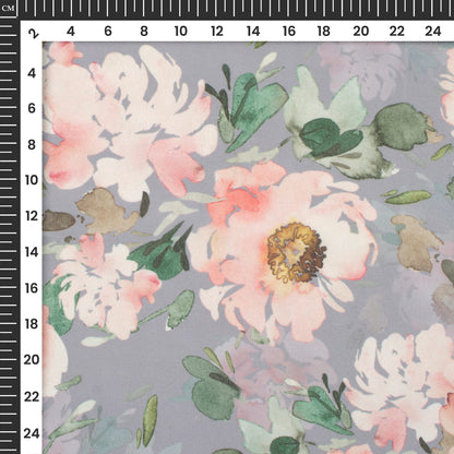 Rose Mist - Seamless Floral Lightweight Georgette Fabric