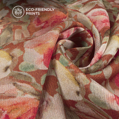 Seamless Rose Floral Digital Print Viscose Chinnon Chiffon Fabric