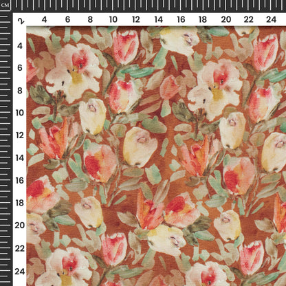 Seamless Rose Floral Digital Print Viscose Chinnon Chiffon Fabric