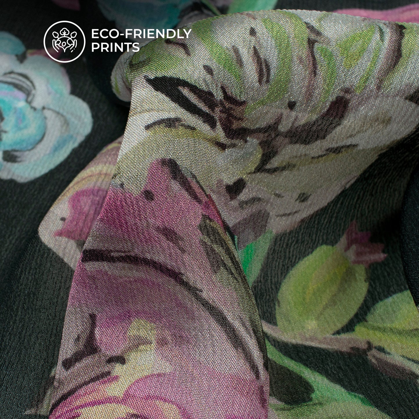 Bloosom Rose Floral Digital Print Viscose Chinnon Chiffon Fabric