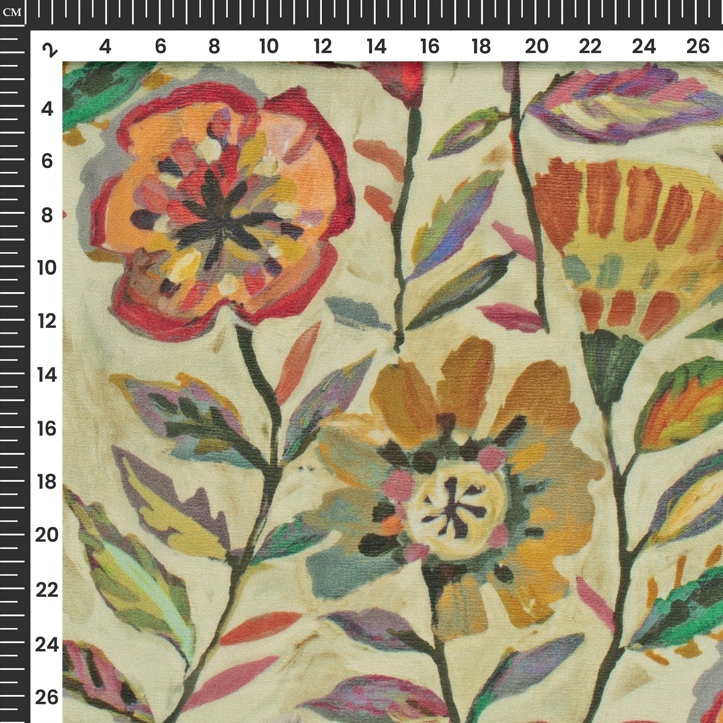 Abstract Floral Digital Print Viscose Chinnon Chiffon Fabric