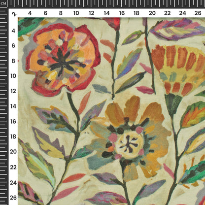 Abstract Floral Digital Print Viscose Chinnon Chiffon Fabric