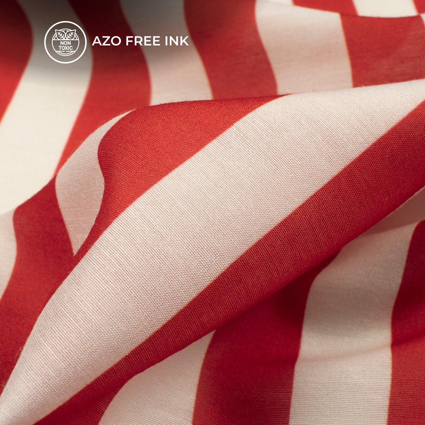 Crimson Red Stripes Digital Print Muslin Fabric