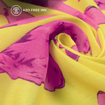 Rose Pink Floral Digital Print Muslin Fabric