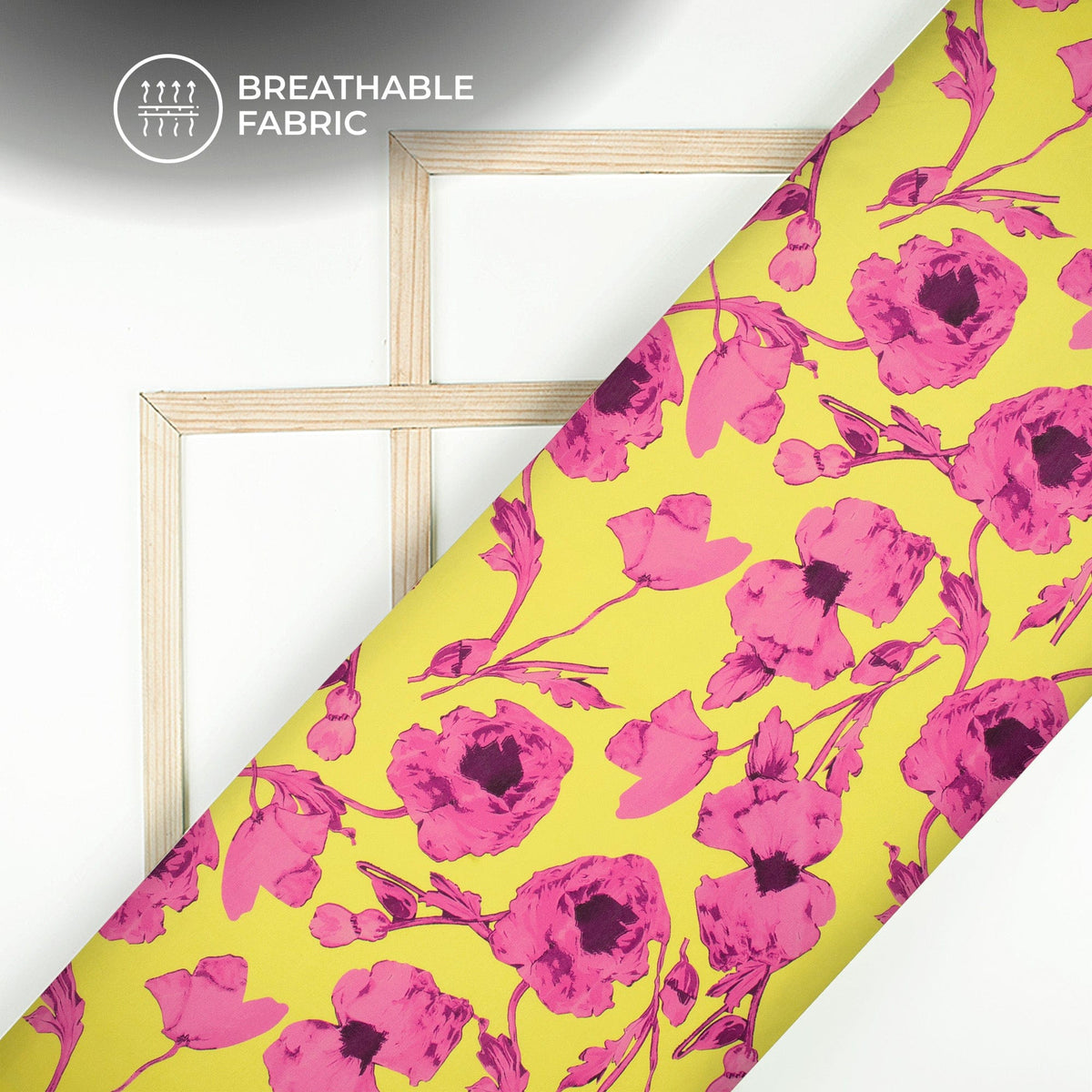 Rose Pink Floral Digital Print Muslin Fabric