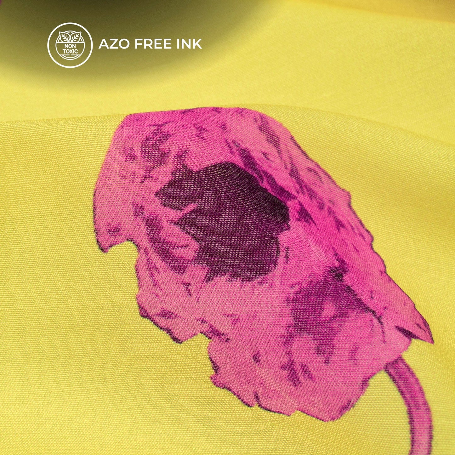 lemon Yellow Floral Digital Print Muslin Fabric
