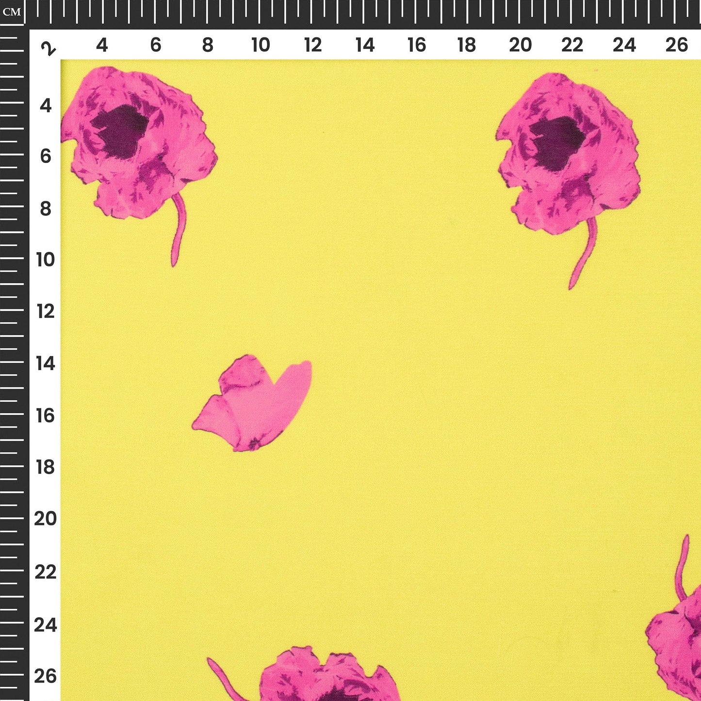 lemon Yellow Floral Digital Print Muslin Fabric