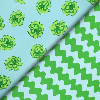 Kelly Green Floral Digital Print Muslin Fabric