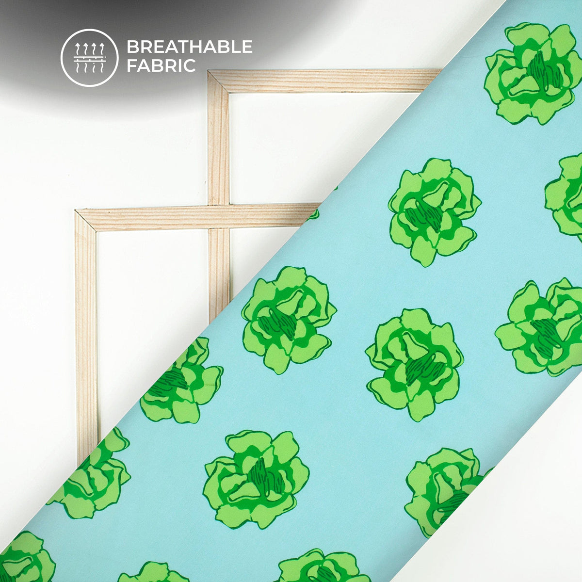 Kelly Green Floral Digital Print Muslin Fabric