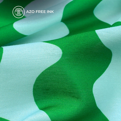 Kelly Green Chevron Digital Print Muslin Fabric