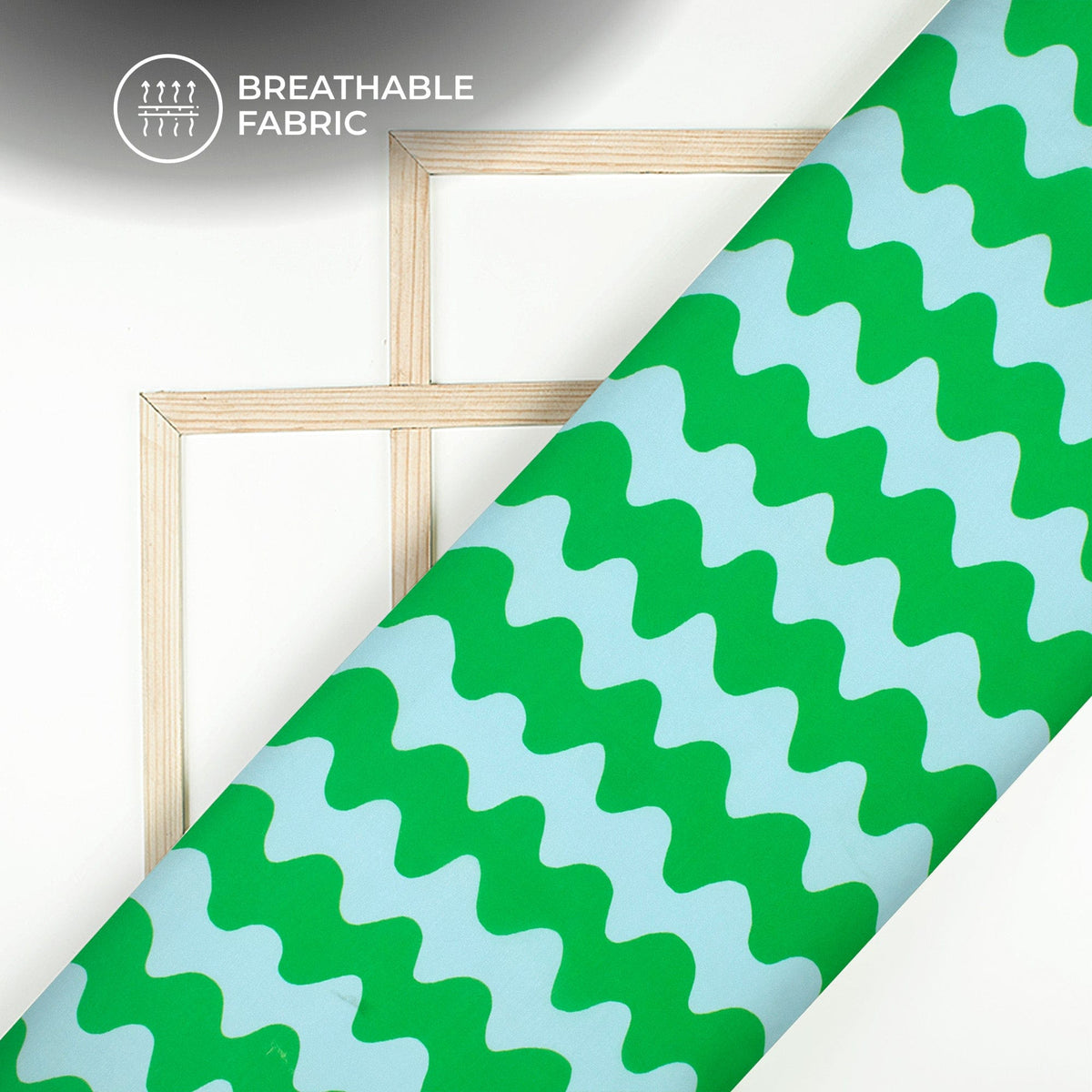 Kelly Green Chevron Digital Print Muslin Fabric