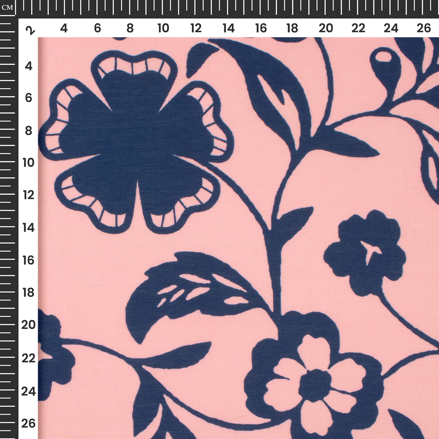 Navy Blue Floral Digital Print Muslin Fabric