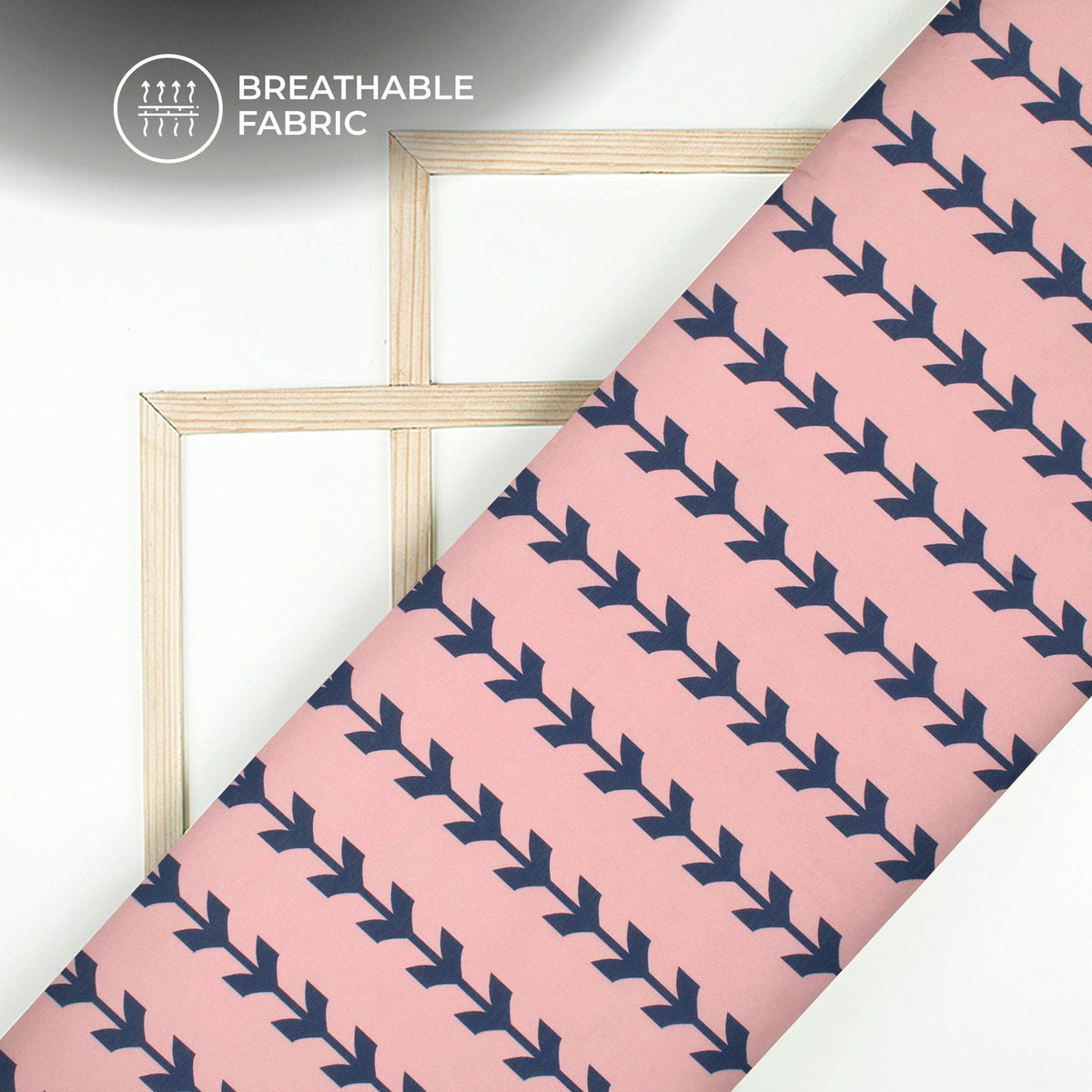 Light Pink Ikkat Digital Print Muslin Fabric