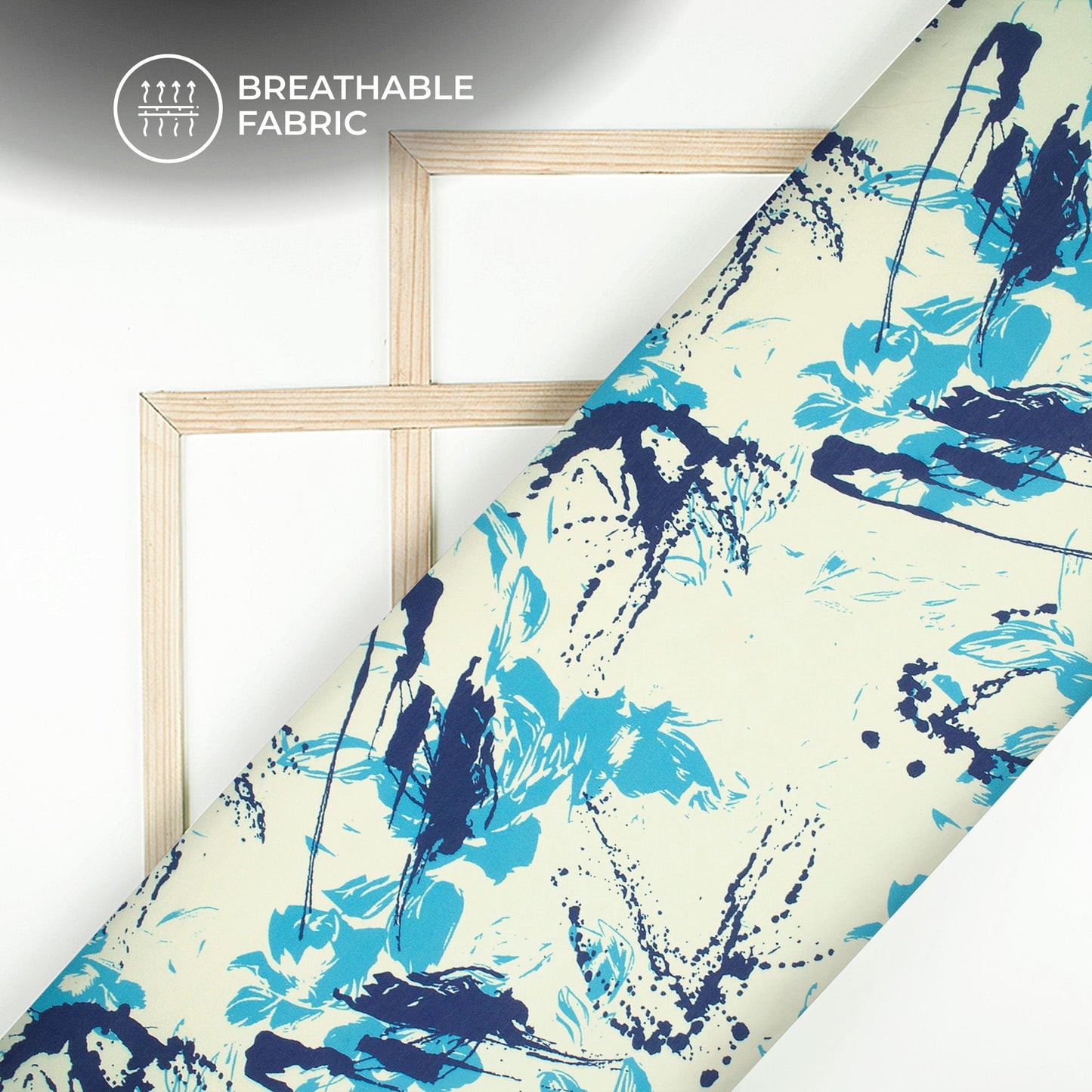 Cream Floral Digital Print Muslin Fabric