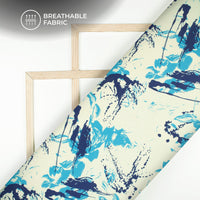 Cream Floral Digital Print Muslin Fabric