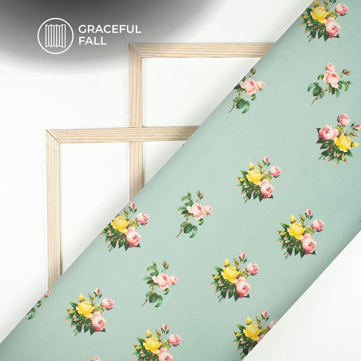 Ash Gray Floral Floral Digital Print Butter Crepe Fabric