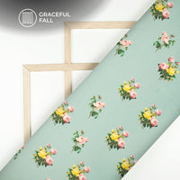 Ash Gray Floral Floral Digital Print Butter Crepe Fabric