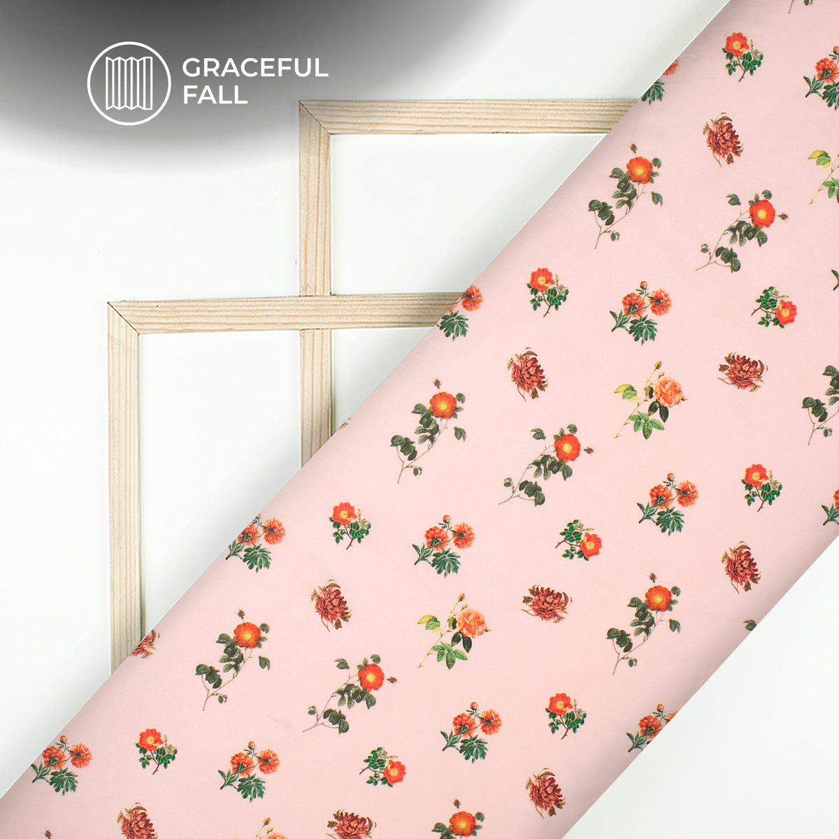 Baby Pink Floral Digital Print Butter Crepe Fabric