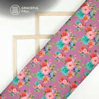 Violet Purple Floral Digital Print Butter Crepe Fabric