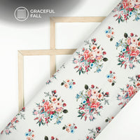 White Floral Digital Print Butter Crepe Fabric