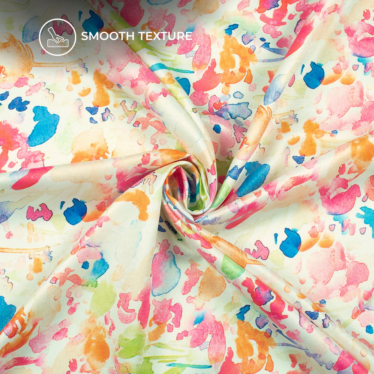 Multi Color Abstract,Floral Digital Print Lush Satin Fabric