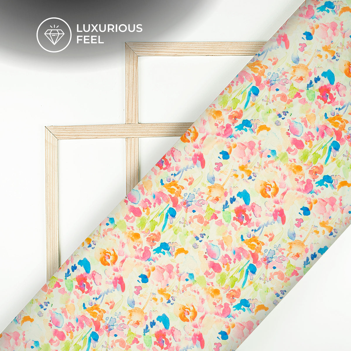 Multi Color Abstract,Floral Digital Print Lush Satin Fabric
