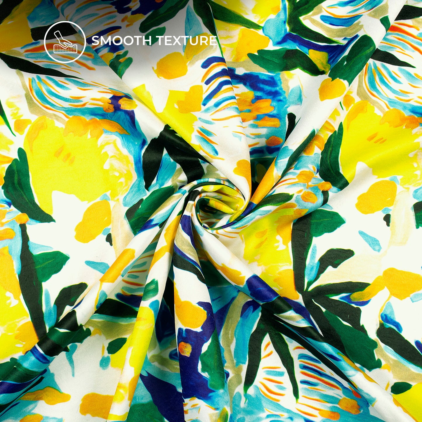 Multi Color Abstract,Floral Digital Print Lush Satin Fabric