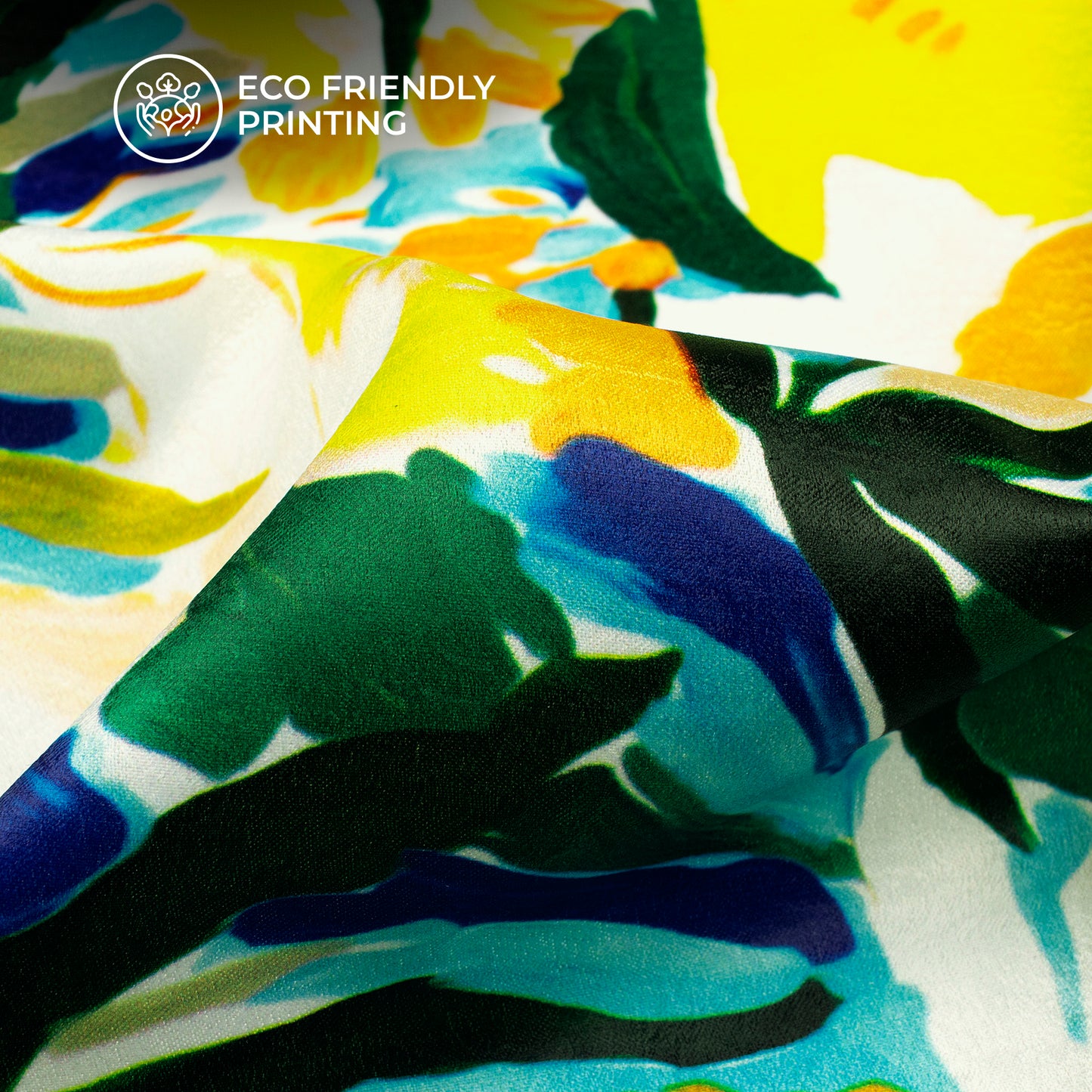 Multi Color Abstract,Floral Digital Print Lush Satin Fabric