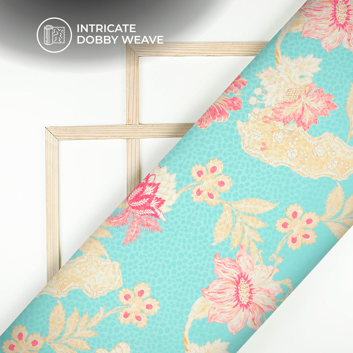 Electric Blue Floral Digital Print Dobby Satin Fabric