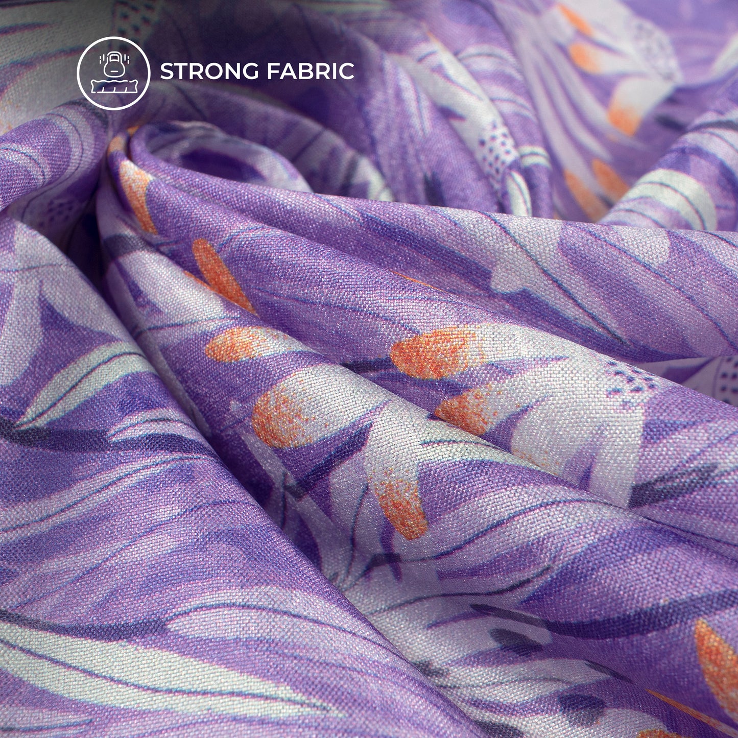 Lavender Purple Floral Digital Print Flat Silk Fabric