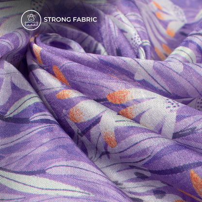 Lavender Purple Floral Digital Print Flat Silk Fabric