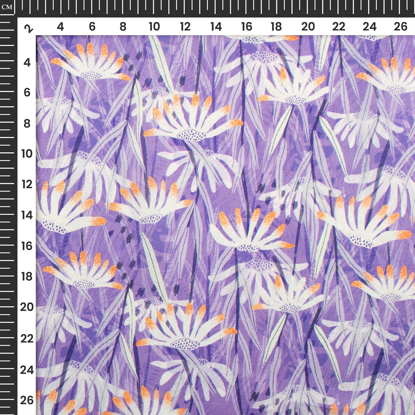 Lavender Purple Floral Digital Print Flat Silk Fabric