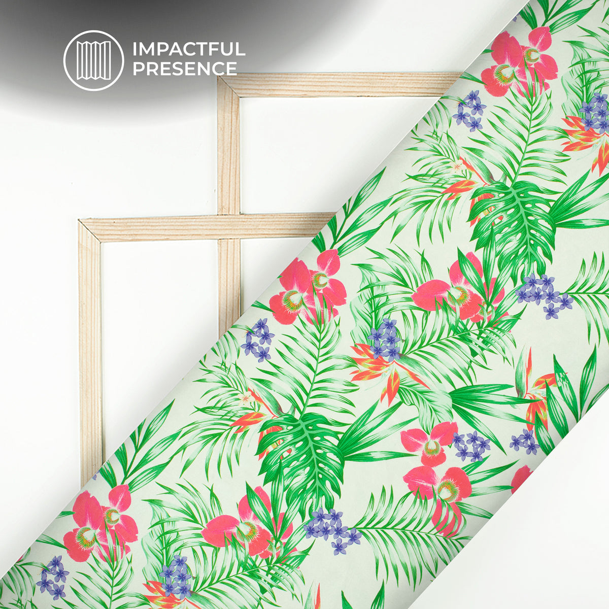 White Floral Digital Print Flat Silk Fabric