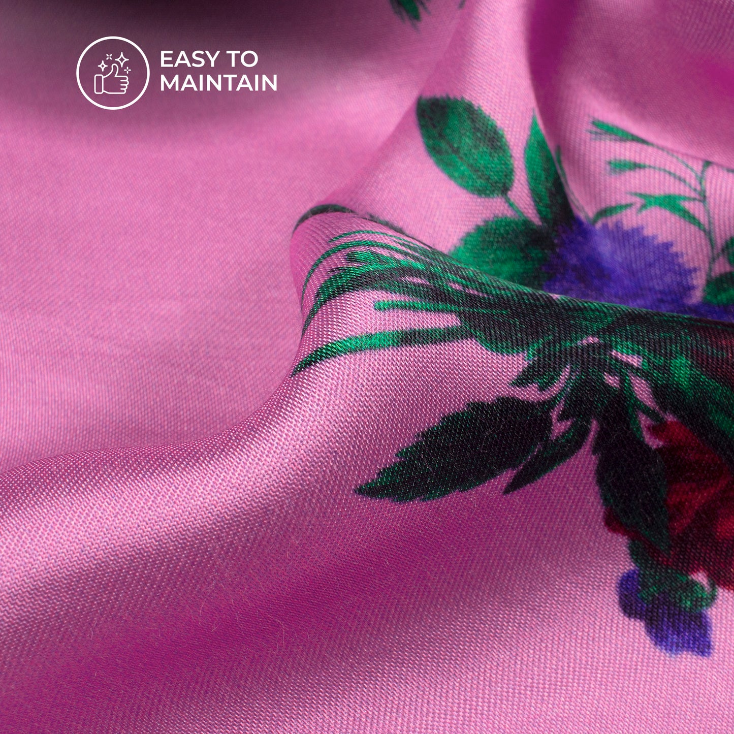 Fuscia Pink Floral Digital Print Viscose Gaji Silk Fabric