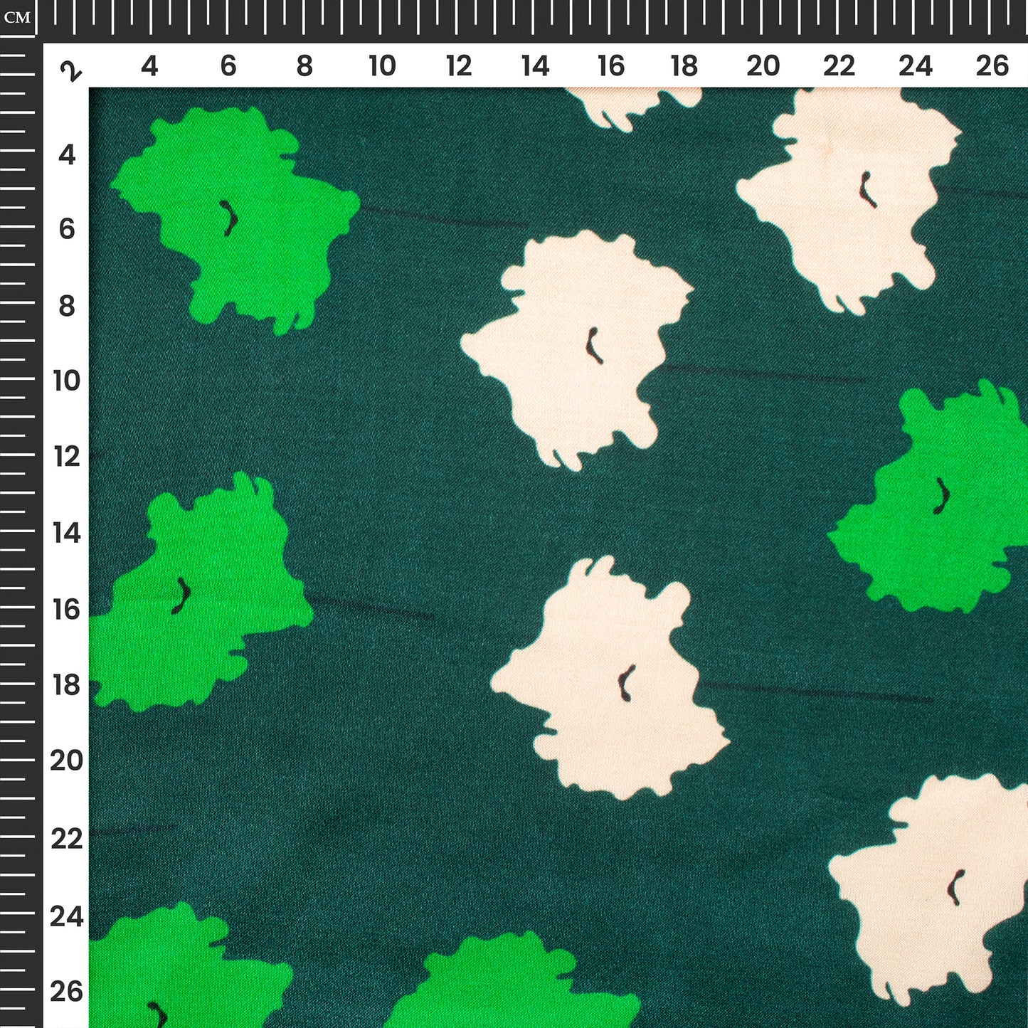 Dark Pine Green Abstract Digital Print Viscose Gaji Silk Fabric
