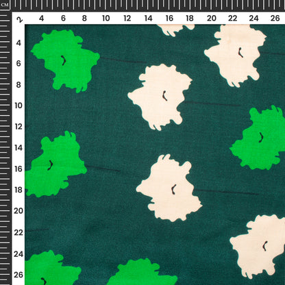 Dark Pine Green Abstract Digital Print Viscose Gaji Silk Fabric